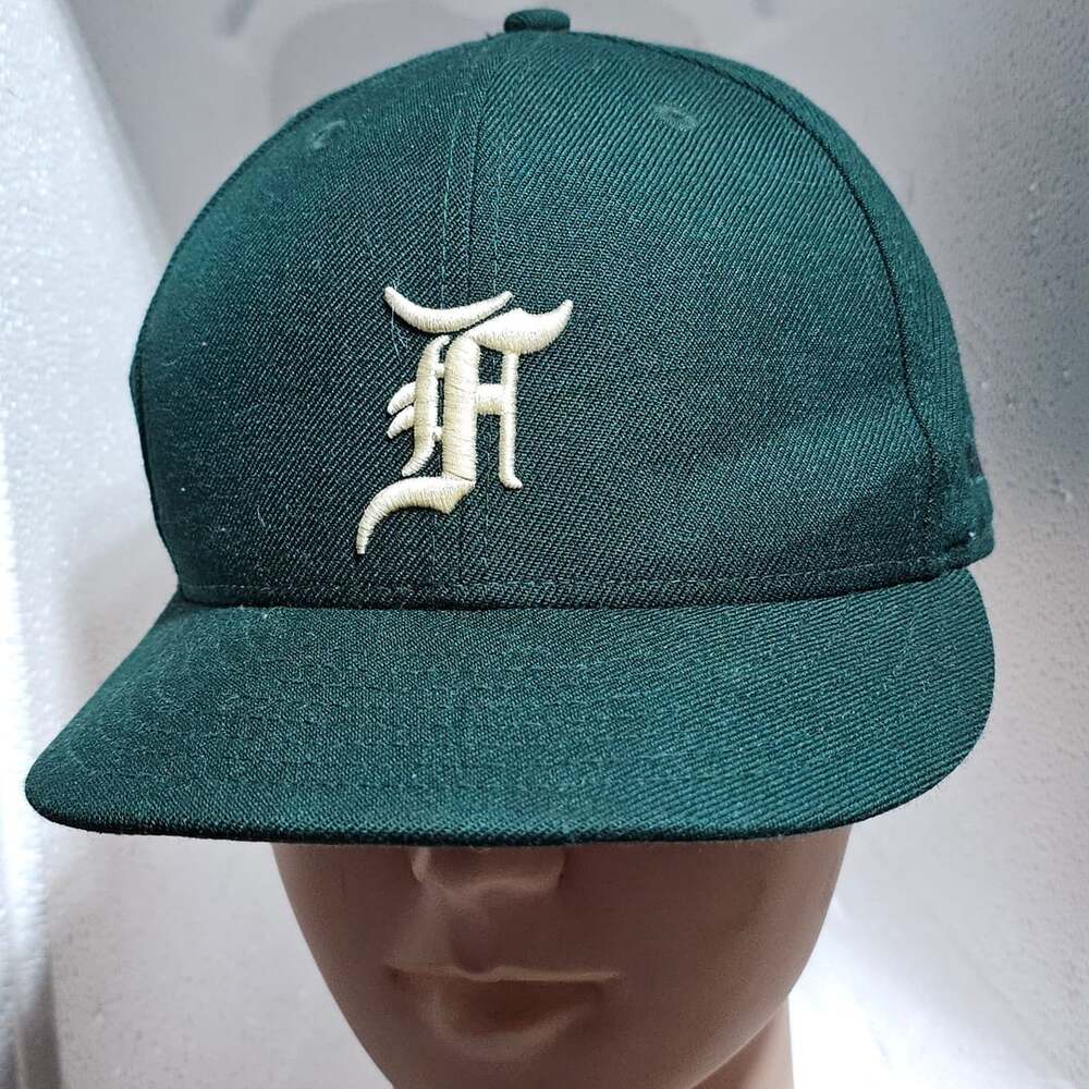 Fear of God Essentials New Era 59FIFTY Hat Size 8 Green Wool Fitted MLB